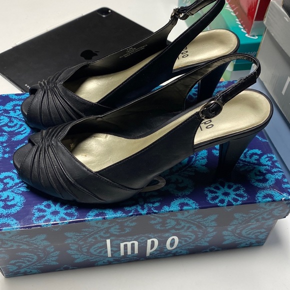 Impo Shoes | Impo Peep Toe Slingback Heels Black Sz 7 - Picture 1 of 3